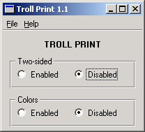 Capture d'écran montrant l'impression des trolls en anglais Capture d'écran montrant l'impression des trolls en anglais