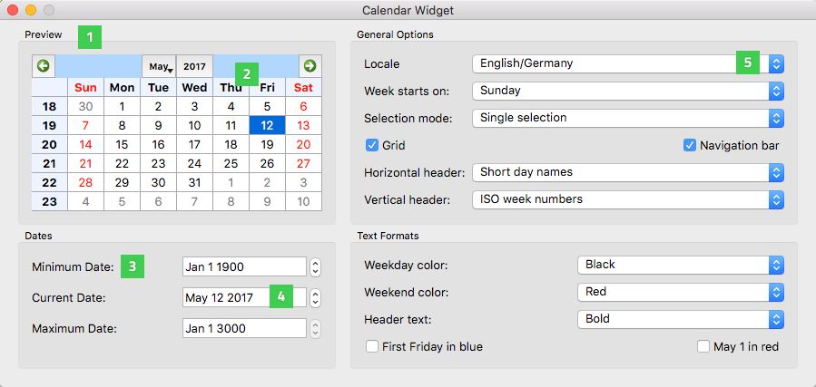 Galerie de widgets fonctionnant sous macOS
