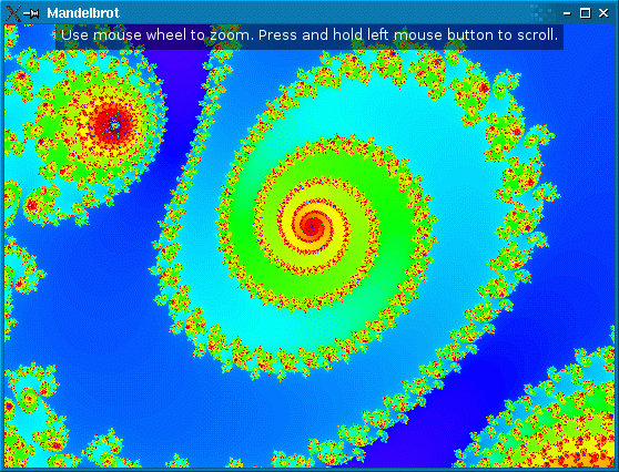 Capture d'écran de l'exemple de Mandelbrot
