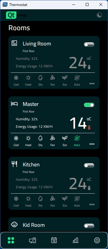 Thème d'interface utilisateur sombre sur l'écran vertical du téléphone portable