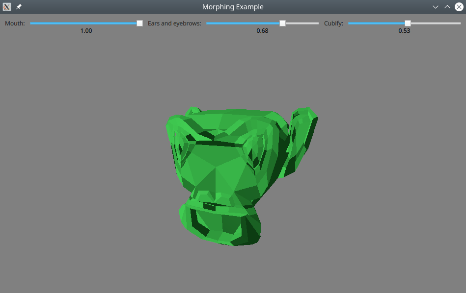 Modèle de tête en 3D avec curseurs de morphing pour la bouche, les oreilles et les cubes Modèle de tête en 3D avec curseurs de morphing pour la bouche, les oreilles et les cubes