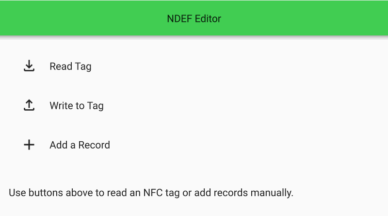 Interface de l'éditeur NDEF