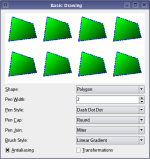 Application présentant différentes formes et styles géométriques