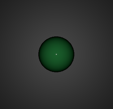 Cercle vert dégradé avec bord noir et fond gris foncé dégradé montrant l'atténuation de la lumière ponctuelle