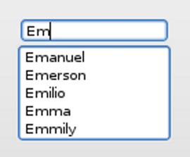 Compléteur avec des suggestions pour les caractères "Em"