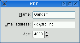 Mise en page du formulaire dans le style KDE Plastique