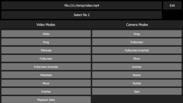 Panneau de sélection des scènes affichant la liste des scènes en mode vidéo et en mode caméra Panneau de sélection des scènes affichant la liste des scènes en mode vidéo et en mode caméra