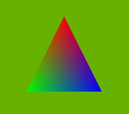Triangle multicolore sur fond vert