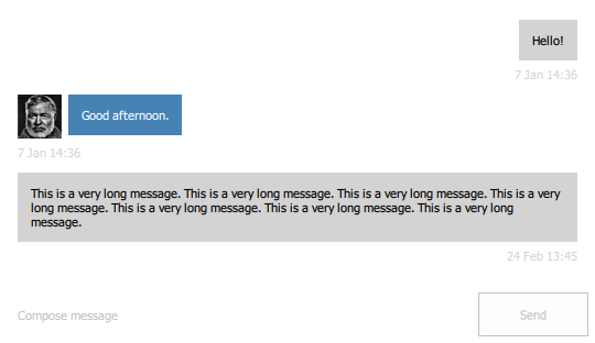Le texte des messages longs s'adapte à la largeur de l'écran. Le texte des messages longs s'adapte à la largeur de l'écran.