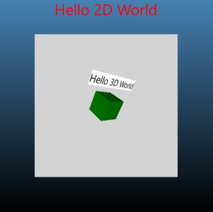 Cube avec texte en 2D comme élément enfant