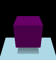 Cube avec transition de couleur animée du noir au violet
