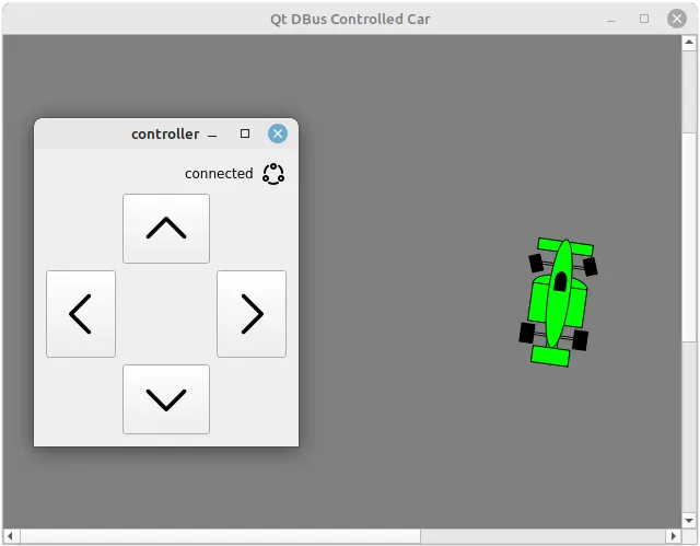 Les deux applications d'exemple, `car` et `controller`, fonctionnent en même temps.