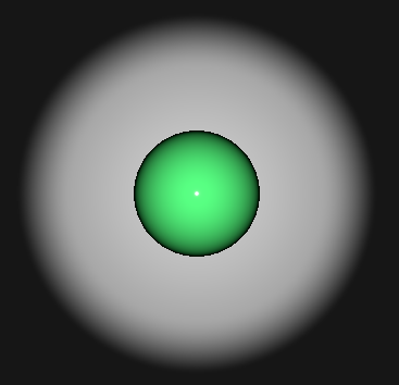 Sphère verte avec visualisation de l'angle du cône du projecteur Sphère verte avec visualisation de l'angle du cône du projecteur