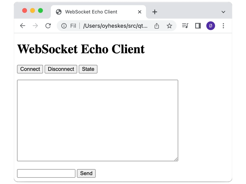 Client HTML Secure WebSocket Echo