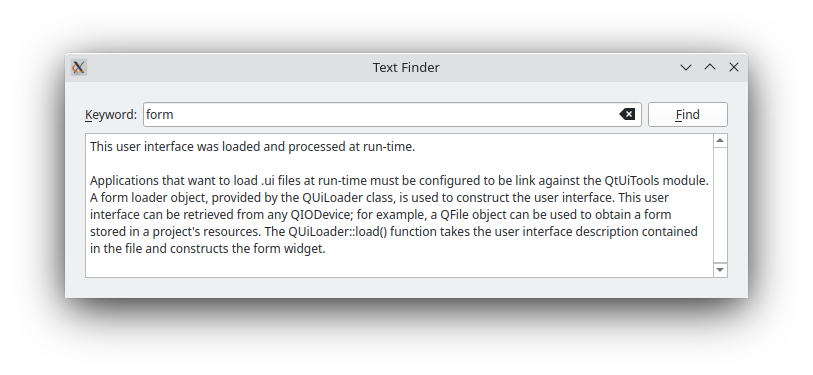 Bouton de recherche et saisie de TextFinder