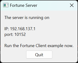 Screenshot of the Fortune Server example