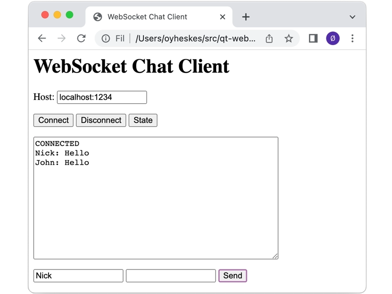 Simple WebSocket Chat HTML Client