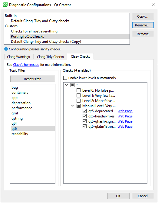 "Filtering Qt 6 checks"