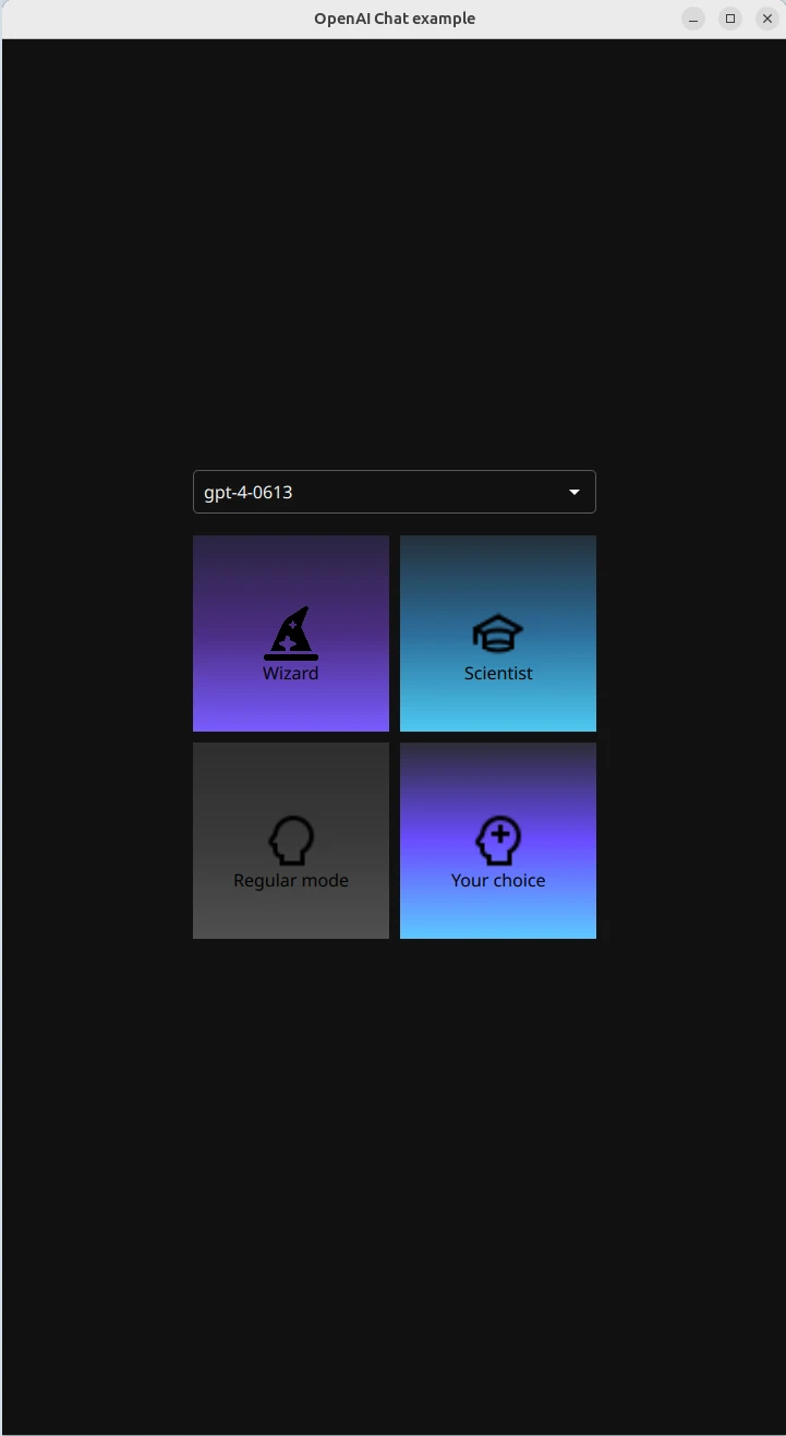 模式选择器下拉菜单和四个模式卡,分别标有向导、科学家、常规模式和您的选择 模式选择器下拉菜单和四个模式卡,分别标有向导、科学家、常规模式和您的选择