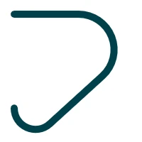 Hooked path with a horizontal top segment, a large rounded curve, and a small curl at the end