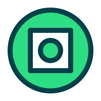 Green circle with a square hole that contains a smaller solid green circle