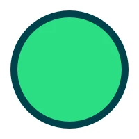 Green circle with a dark teal outline