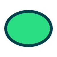 Wide green ellipse with a dark teal outline