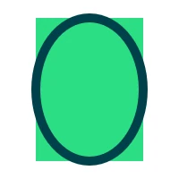 Tall ellipse outline fitted inside a filled green rectangle
