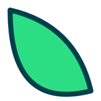 Pointed green leaf shape formed by two quadratic curves