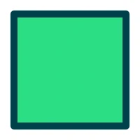 Filled green square with a dark teal outline