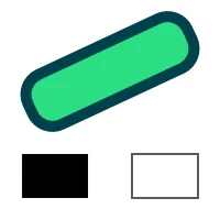Rotated green rounded rectangle above a filled black square and an outlined square drawn after reset