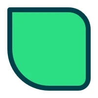 Green square with a sharp top-left corner and three rounded corners of differing radius