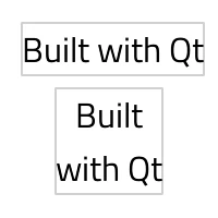 Text Built with Qt shown on one line and wrapped to two, each in its measured bounding box