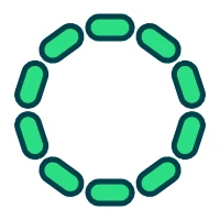 Ten green rounded bars arranged in a ring by repeated rotation around a center