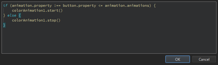 Isječak JavaScript koda u Uređivaču akcija.