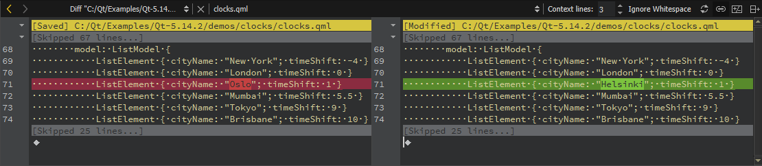 "Diff editor output in the Edit mode"