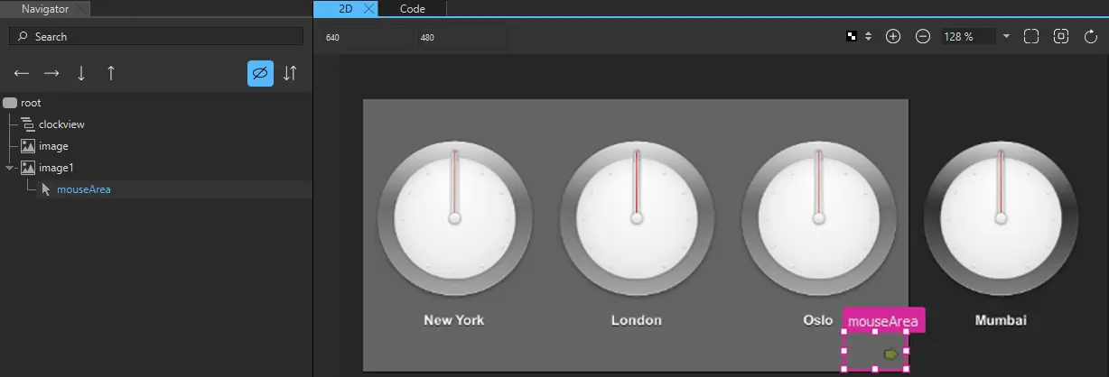 Mouse area for a button.