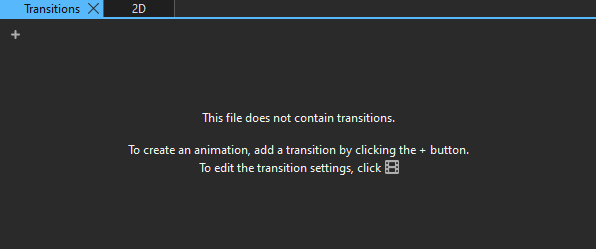 An empty Transitions view.