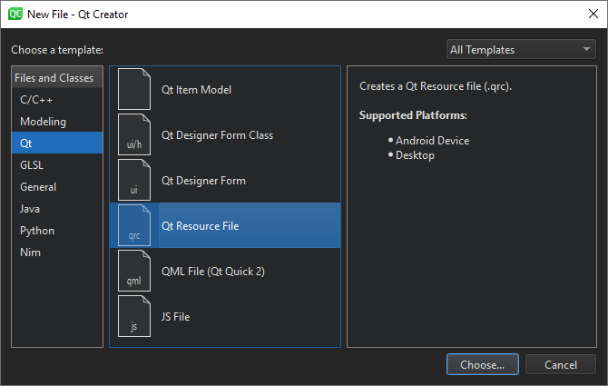 "New File dialog"