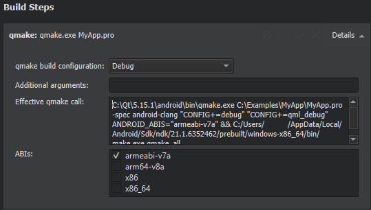 "qmake settings for building AABs"