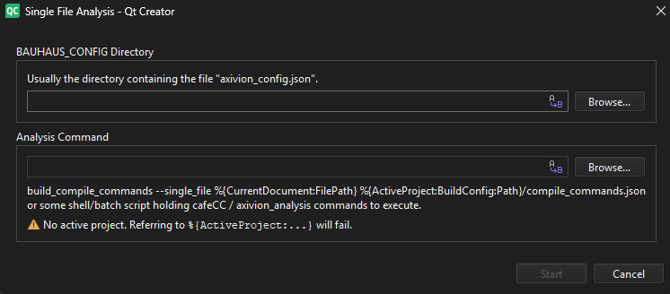 Single File Analysis dialog