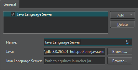 "Java language server options"