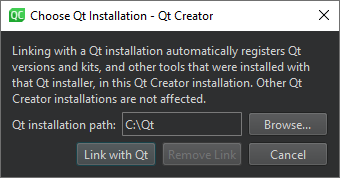 "Choose Qt Installation dialog"