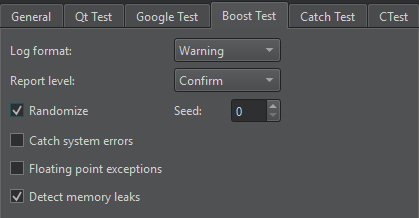 {Boost Test tab in Testing preferences}