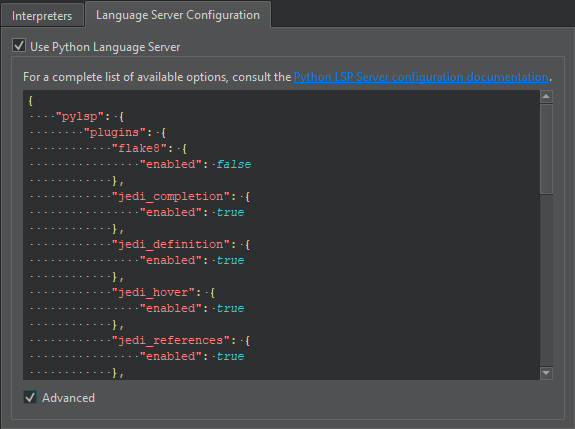 "Python language server plugin configuration"