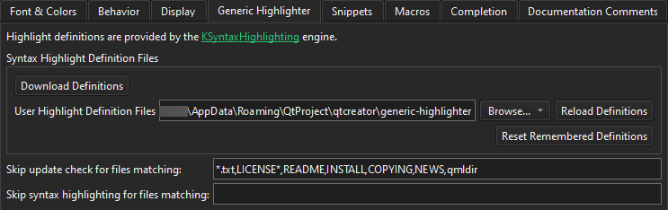 Generic Highlighter tab in Text Editor preferences