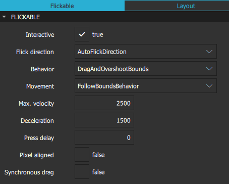 Flickable properties.