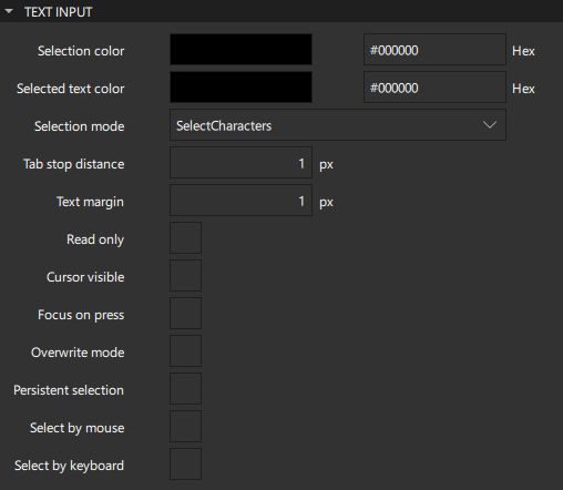 Text edit properties