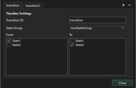 Transitions settings.