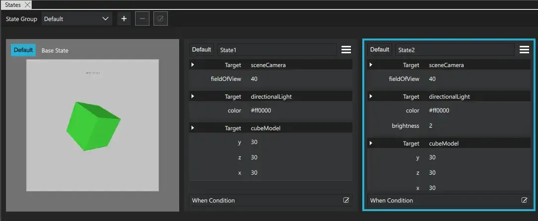 Statesビューには3つの状態があり、拡張状態はない。